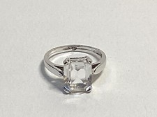 Vintage Retro Silver Plated Ring Cushion Cut CZ Solitaire Size 5.75