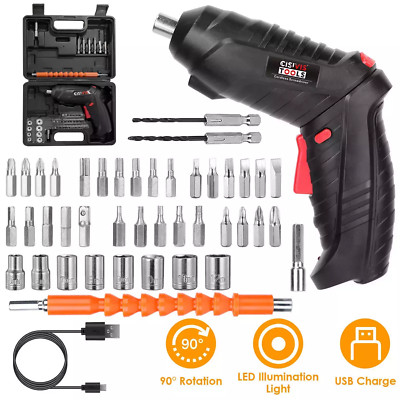 3.6V Cordless Electric Screwdriver Set USB Charging 3Nm Screw Gun with LED Light