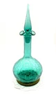 Blenko Wayne Husted Handmade Crackle Glass Green Decanter #37 w/ Stopper 13"
