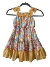 Jona Michelle Floral Bow Tiered Ruffle Sleeveless Girls Dress 5T Summer Party