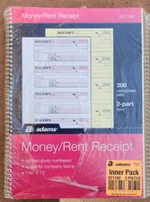 Adams SC1182 Money and Rent Receipts Book 5 Pack NEW