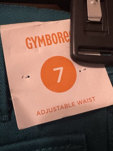 NWT Gymboree Girls Teal Denim Gold-Buttoned Pocket Straight-Leg Dress Pants; 7 - Picture 6 of 9