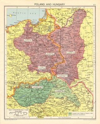 ZWEITER WELTKRIEG Division Polens. Ungarn Erweiterung. Karte Curzon Linie 1942