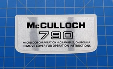 McCulloch 790  -  Reproduction decal  ***not original decal***