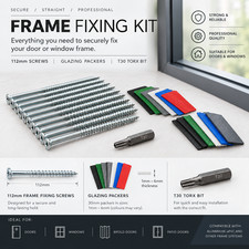 Window Door Frame Fixing Kit 112mm Screws Glazing Packers T30 Bit