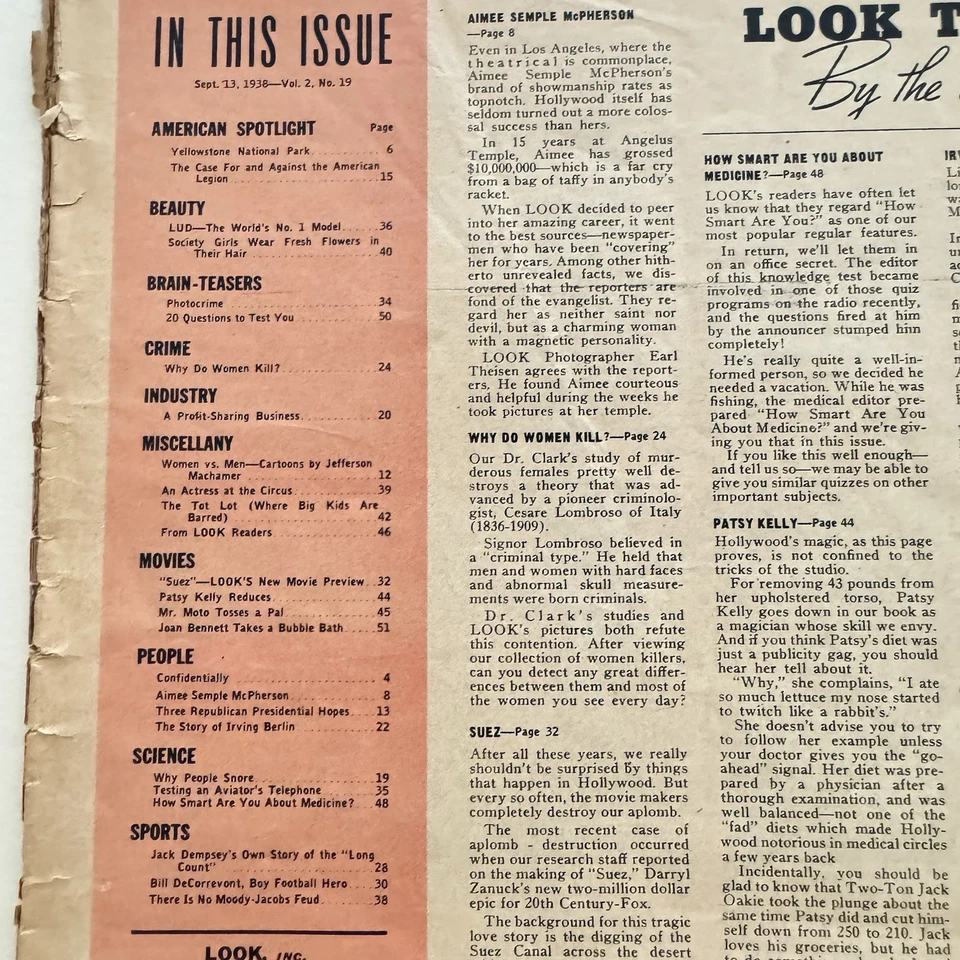 1938 September 13th LOOK Magazine Mitzi Uehlein Leggy Cheesecake Pinup Cover - Image 3 of 4