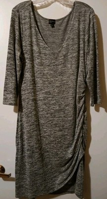 Free Press XXL Women's Gray Casual Dress Ruched Side 3/4 Sleeves Comfortable NWT