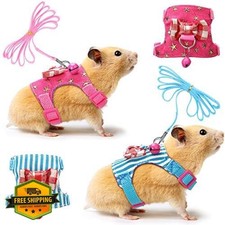 Hamster Ferret Harness Leash Set S Blue Pink Padded Vest