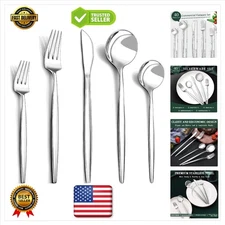 Modern 40-Piece Flatware Set for 8 with Ergonomic Design - Dishwasher Safe
