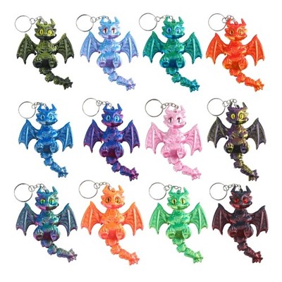 3D Printed Western Dragon Keychain Toy For Creative Play With Movable Joints