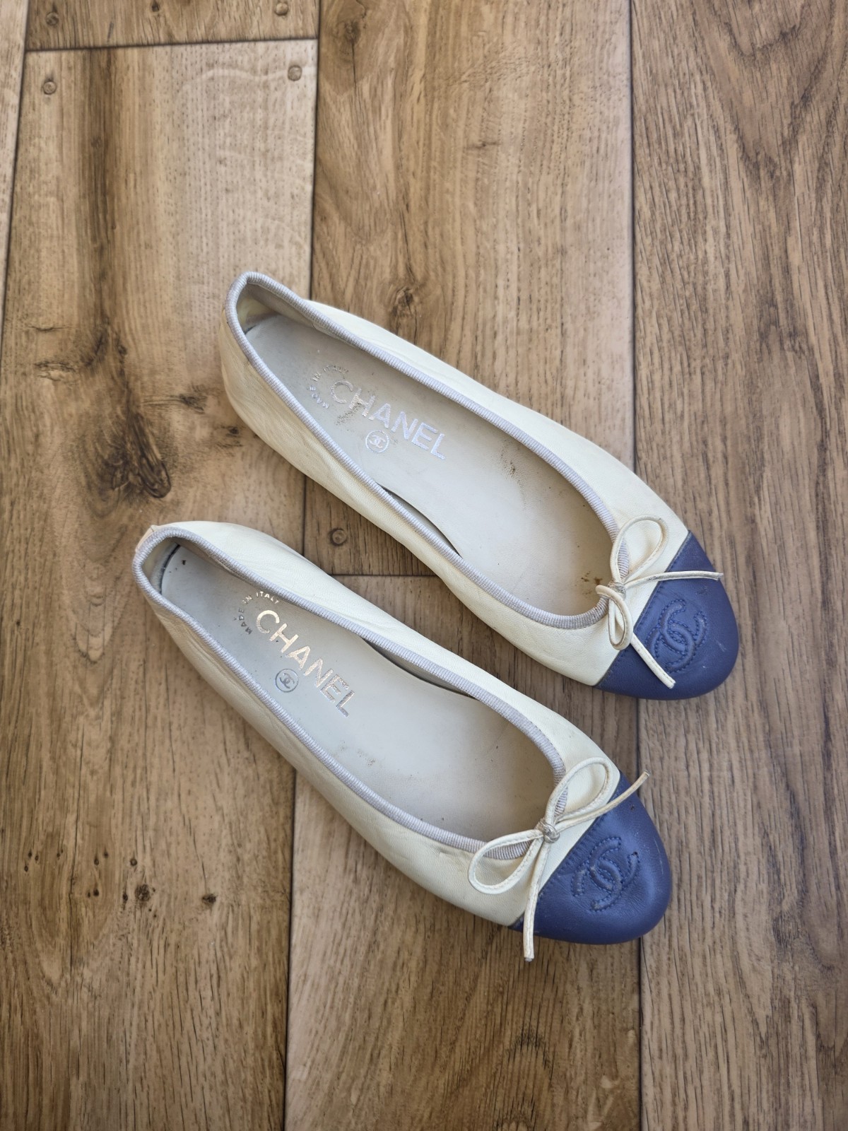 CHANEL BALLET LEATHER FLATS SIZE 36.5 EU, 6 US, 3.5 UK 