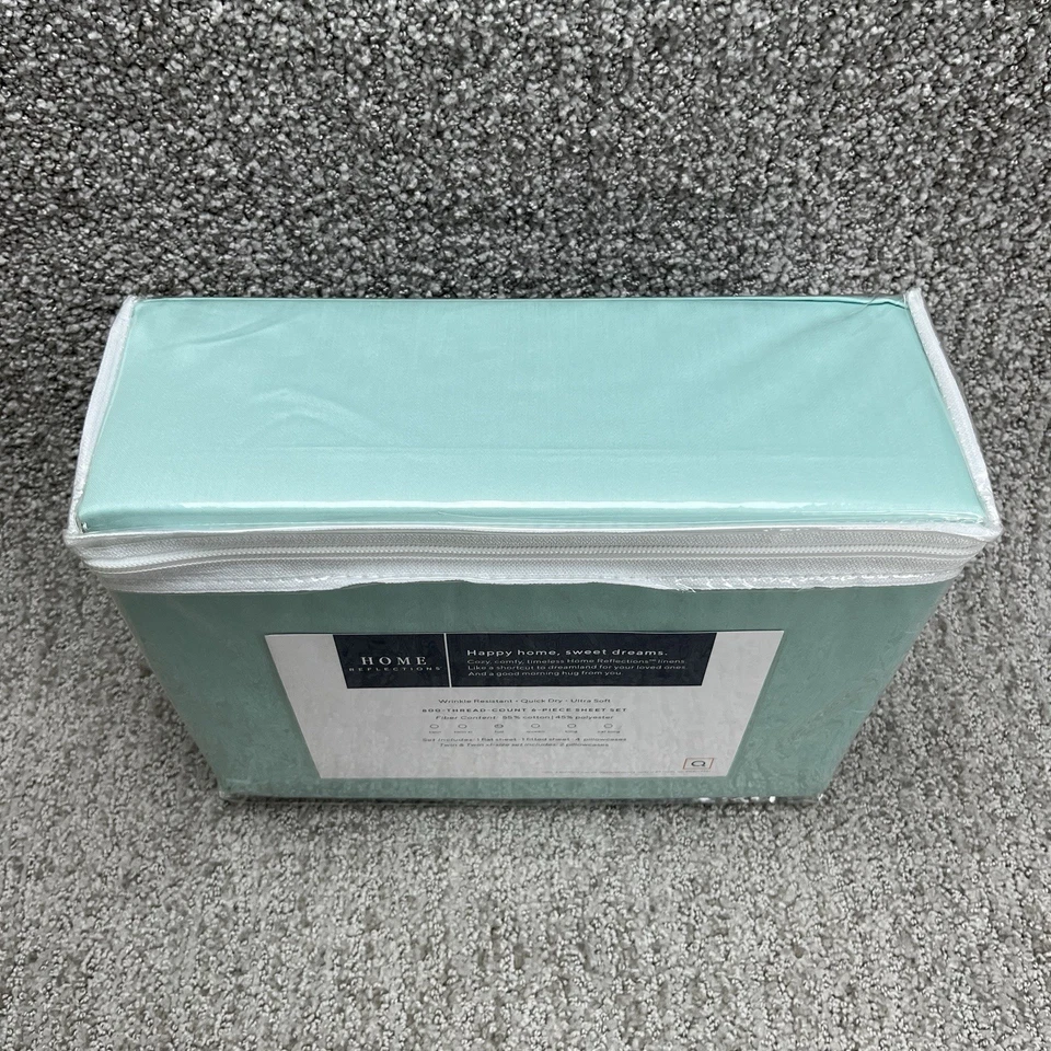 Juego completo de sábanas Home Reflection 800TC 6 piezas verde espuma de mar verde suave playero Foto 2 de 4