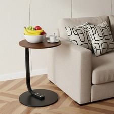 Small C-Shaped Side Table Sofa End Coffee Table Walnut Wood Effect Accent Table