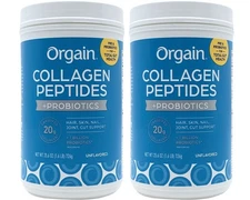 (Lot of 2) Orgain Collagen Peptides + Probiotics (25.6 oz / 1.6 lb) Exp. 5/2027