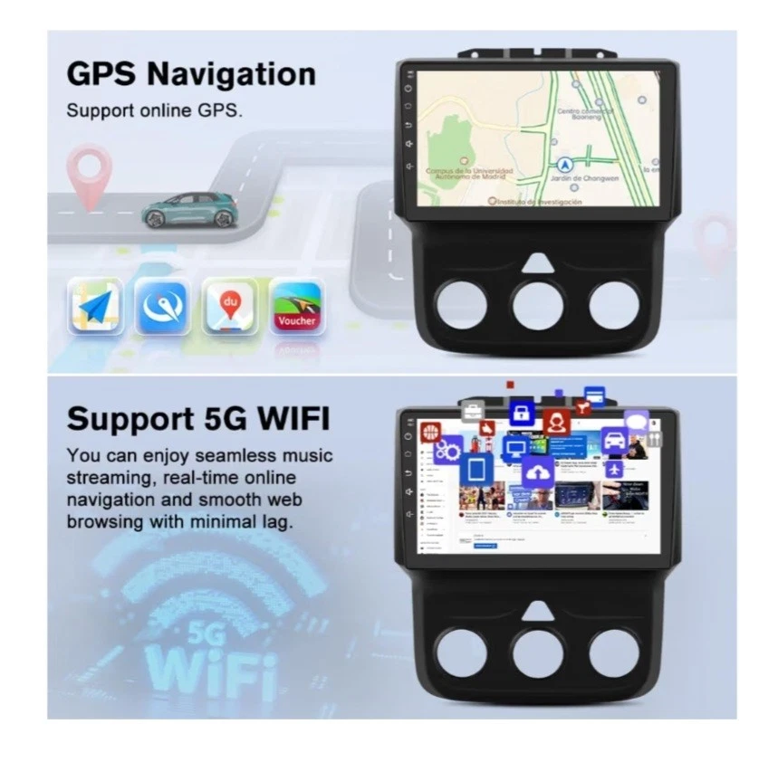 8 Core Car Radio Stereo for Dodge RAM 1500 2500 3500 4+64GB 2013-2018 Manual AC - Image 4 of 4