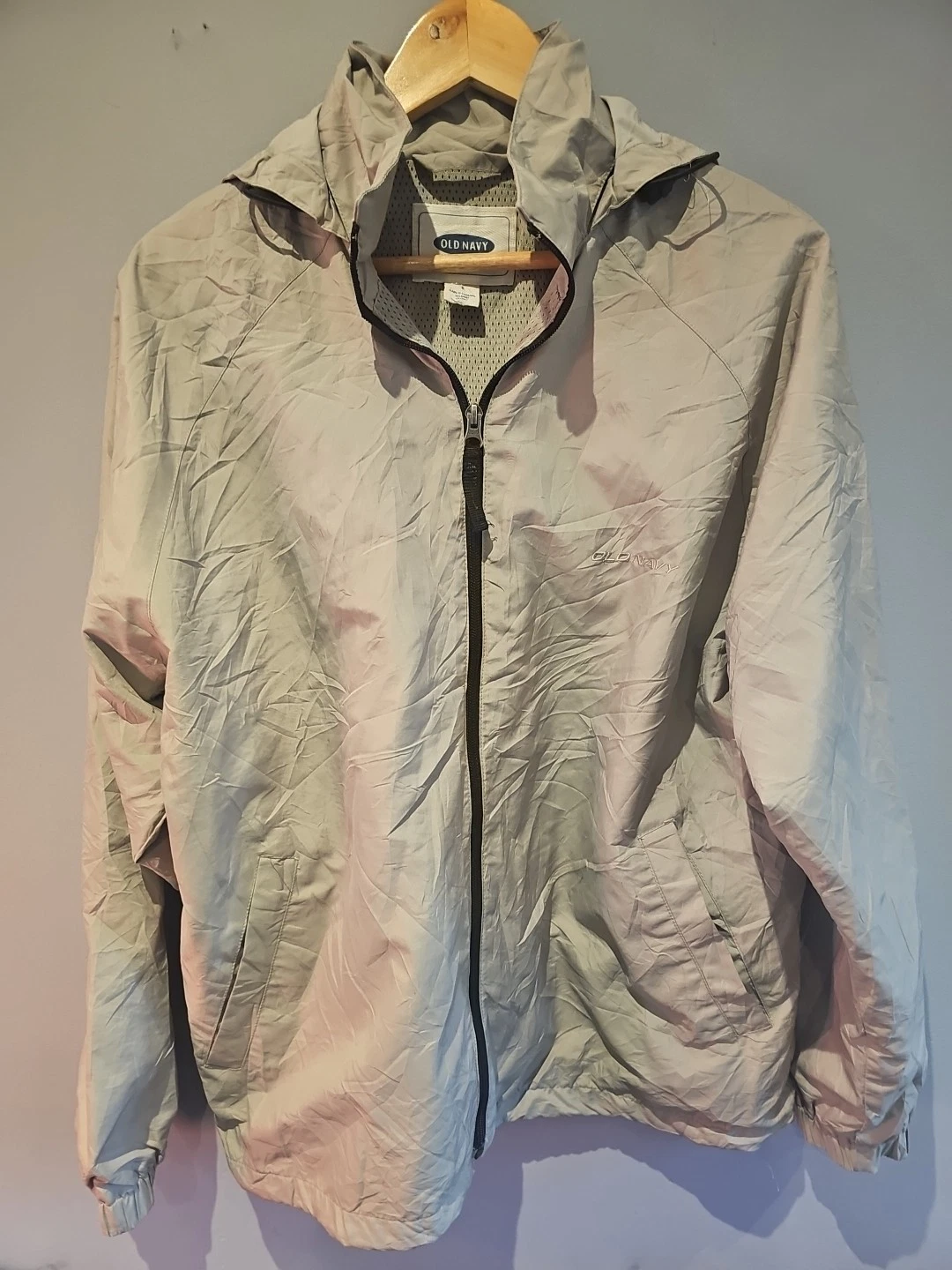 Vintage Old Navy 90s Windbreaker Jacket Mens Beige Size S Relaxed Fit