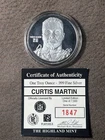 Curtis Martin 1 Oz Silver Coin In Capsule & COA .999 PURE SILVER