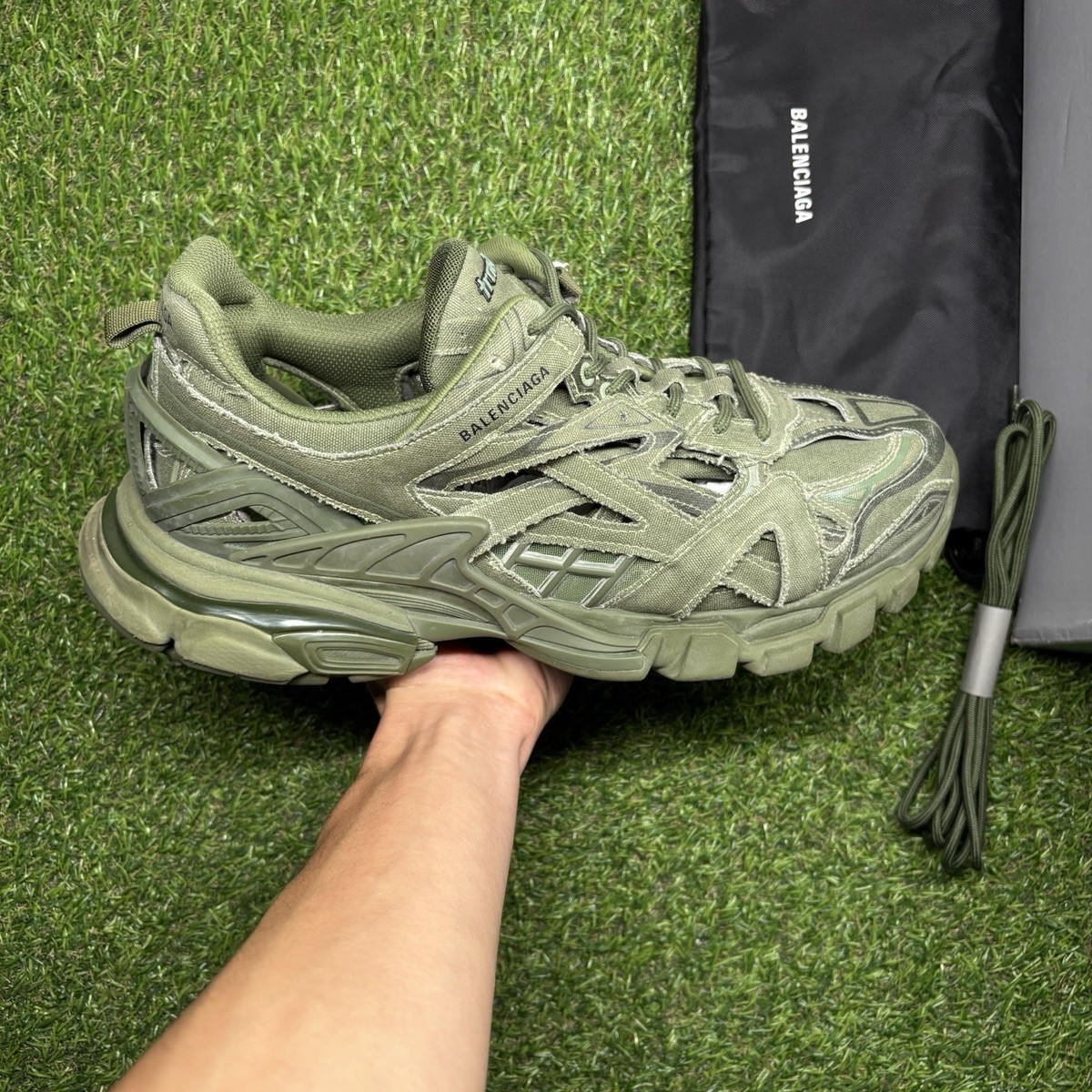 Size 45 (12 US) - Balenciaga Track.2 Sneakers ' Khaki Green