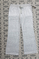 Juicy Couture Black Label Velour Interwoven Del Rey Pants - LARGE - Gray