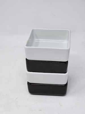 Set of 4 Black White Vintage Arabia Square Dishes Kaj Franck Kilta Finland