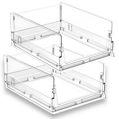 24,5 l | H18,1 cm | 2er Pack transparente stapelbare Aufbewahrungsschubladen - Acryl Kunststoff