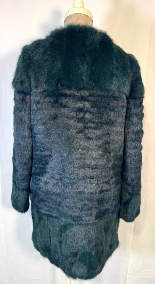 Abrigo Chaqueta Maje Paris Genuino Lujoso Piel de Conejo Verde Oscuro Mujer Talla 36 Talla M Foto 3 de 4