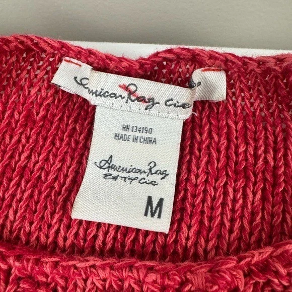 Suéter American Rag M Rosa Crochet Flecos Boho Indie Espíritu Libre Asimétrico Foto 3 de 4