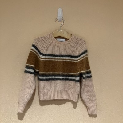 Reiss Mädchen Miri Wolle Mohair Mischung Colourblock rosa gestreift Pullover Alter 2-3