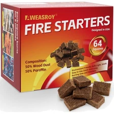 Fire Starter Squares 64, Odorless Fire Starters for Fireplace, Camping