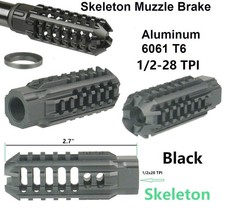 Skeleton 1/2x28 TPI Fits 22 223 556 Low Concussion Muzzle Brake Compensator