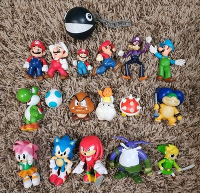 Super Mario, Sonic, Zelda Figures Lot Of 18 Pieces Multiple Sizes AS IS