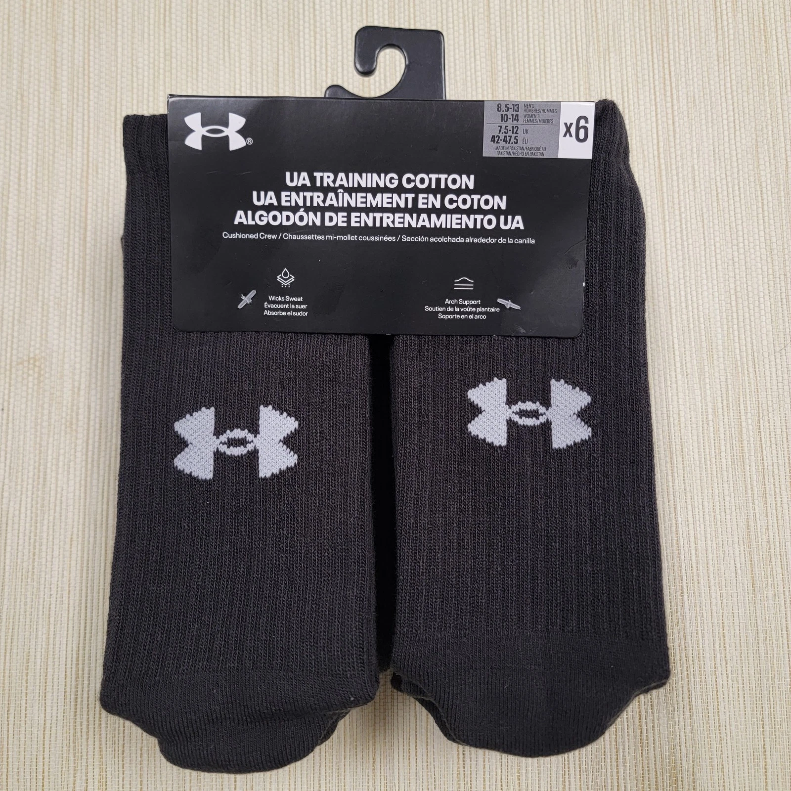 Under Armour Performance Training Cotton Cushioned Crew Socks Size Men's 8.5-13