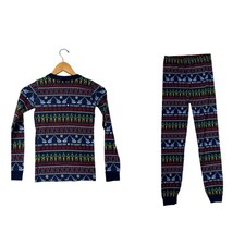 Elf Hanna Andersson Kids Pajama Set Long Sleeve Pants Blue Elf Print US 12