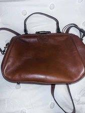 Patricia Nash Gracchi Handbag Crossbody Purse Brown Italian Leather Locks Key