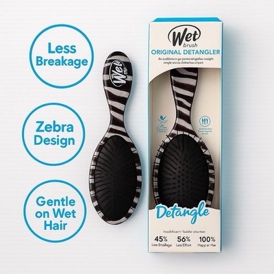 Wet Brush Original Detangler Hair Brush Zebra Print IntelliFlex Bristles NEW