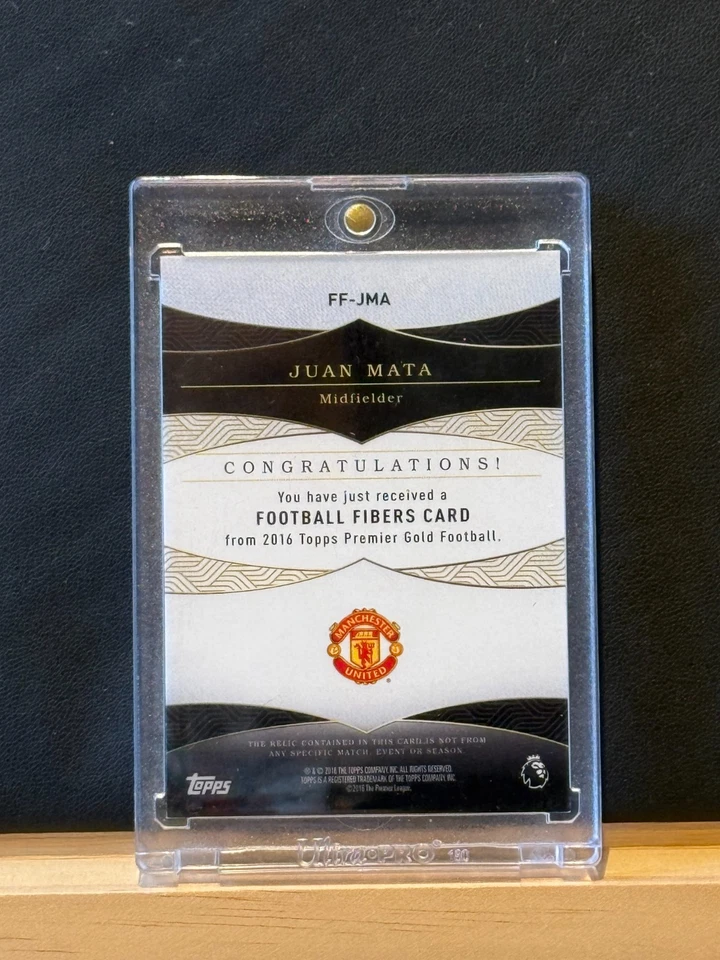 2016 Topps Premier Gold Football Fibers Relic Red/11 Juan Mata Manchester Soccer - Image 2 of 2