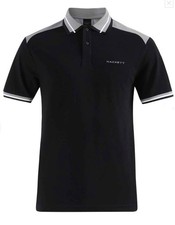Hackett Sport Classic Fit Short Sleeved Polo Shirt Black with Grey  