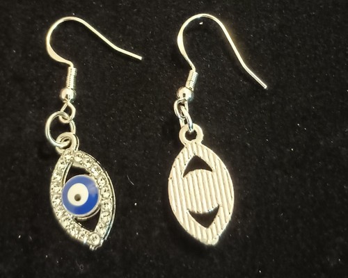 Pendientes colgantes ojo que ve tono plata - Imagen 2 de 2