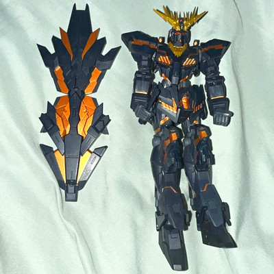 Black Orange Gold Mecha Robot Action Figure, Plastic, Shield Included