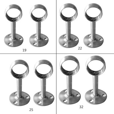 2Pcs Home Hanging Rail Rod Support Socket Closet Pole Sockets Flange Rod Holder