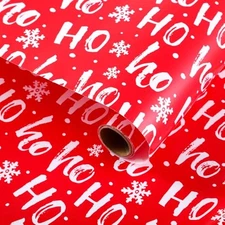  Red Christmas Wrapping Paper Roll, 17 inch x 32.8 feet, White Snowflake Red, A