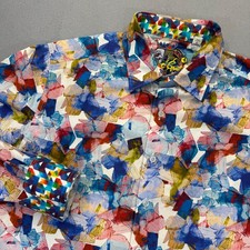 Robert Graham Mens L Classic Fit Abstract Watercolor Long Sleeve Button Up Shirt