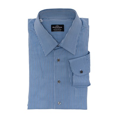 690$ LUXURY GERLIN Shirt Blue Striped Alumo Cotton 16.5 - 42 8B BIJAN