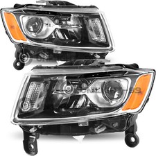 Pair Clear Projector Headlight Headlamps for 2014-2016 Jeep Grand Cherokee L+R