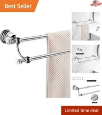 Adjustable Crystal Chrome Towel Bar - Double Towel Holder - Wall Mounted
