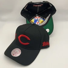 Mitchell & Ness x Topps Cincinnati Reds A-Frame Pro Pinch Snapback Black Hat Cap