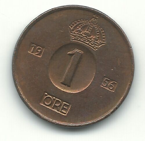 A HIGH GRADE 1956 SWEDEN 1 ORE COIN-NICE TONING-FEB313