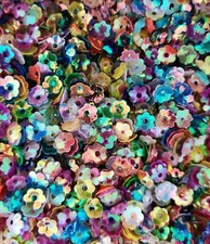 8g 6mm - 7mm Metallic & AB Multicoloured loose sew on Cup Flower shaped Sequins 