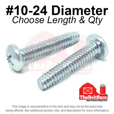 #10-24 Phillips Pan Head Type F Thread Cutting Screws Zinc (Pick Length & Qty)
