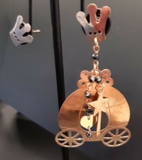 ORECCHINI "LE FAVOLE" PENDENTI ARGENTO 925 LAMINATO ORO ROSA, CENERENTOLA